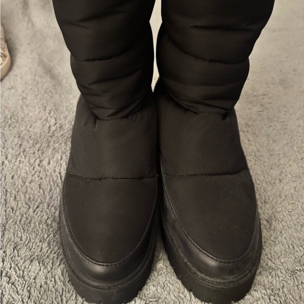 Coach Black Winter Rain Boots Quilted Slip-On